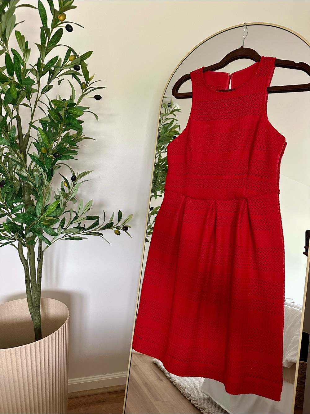 Trina Turk Red Sleeveless Fit-and-Flare Midi Dress